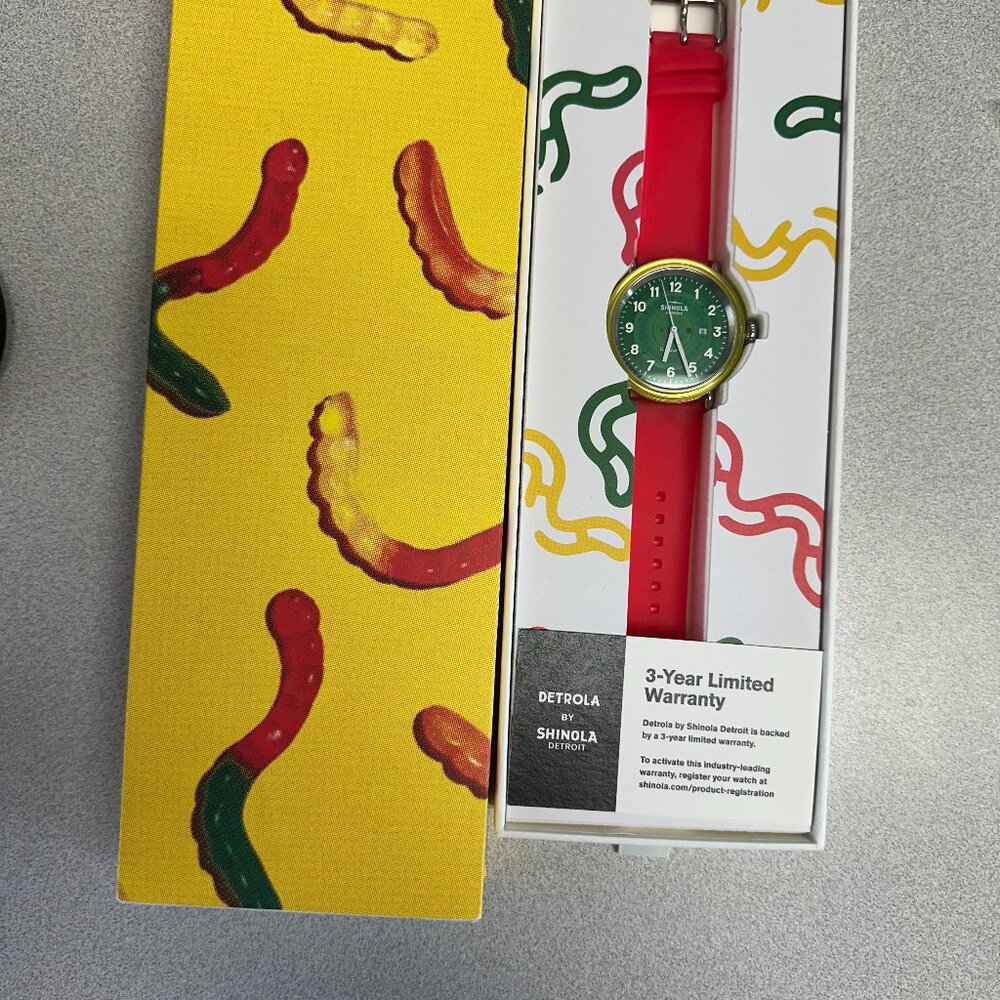 Shinola Detrola Gummy Worm watch NWOT